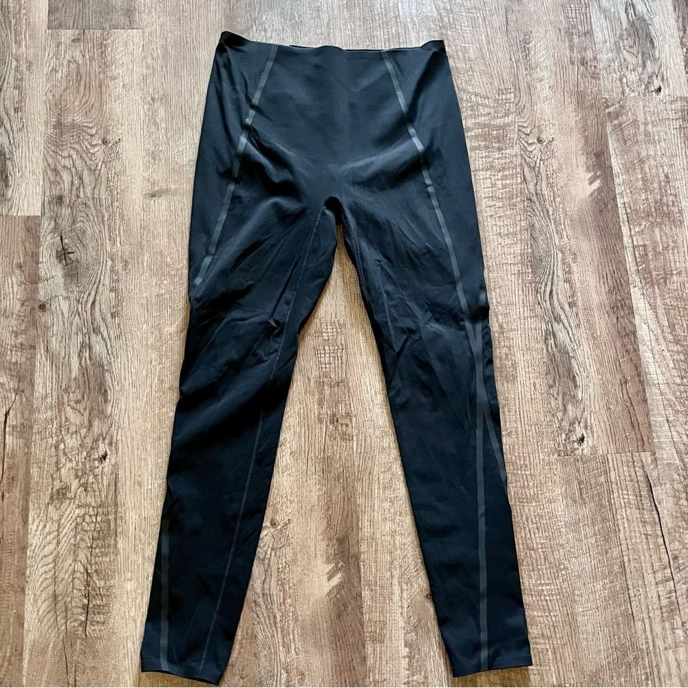 SPANX Black Mesh Contour Active Leggings Size Large